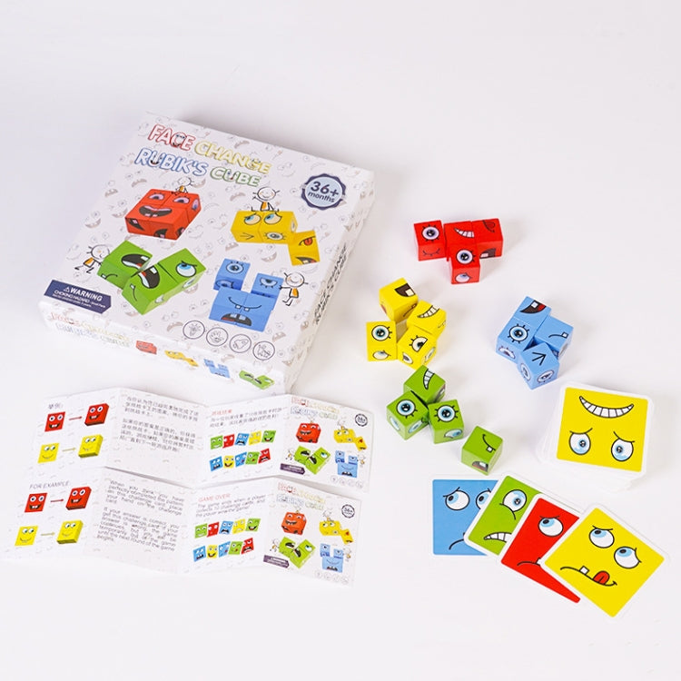 Wooden Children Puzzle Challenge Level Toy Expression Thinking Training Building Block, Colour: Small