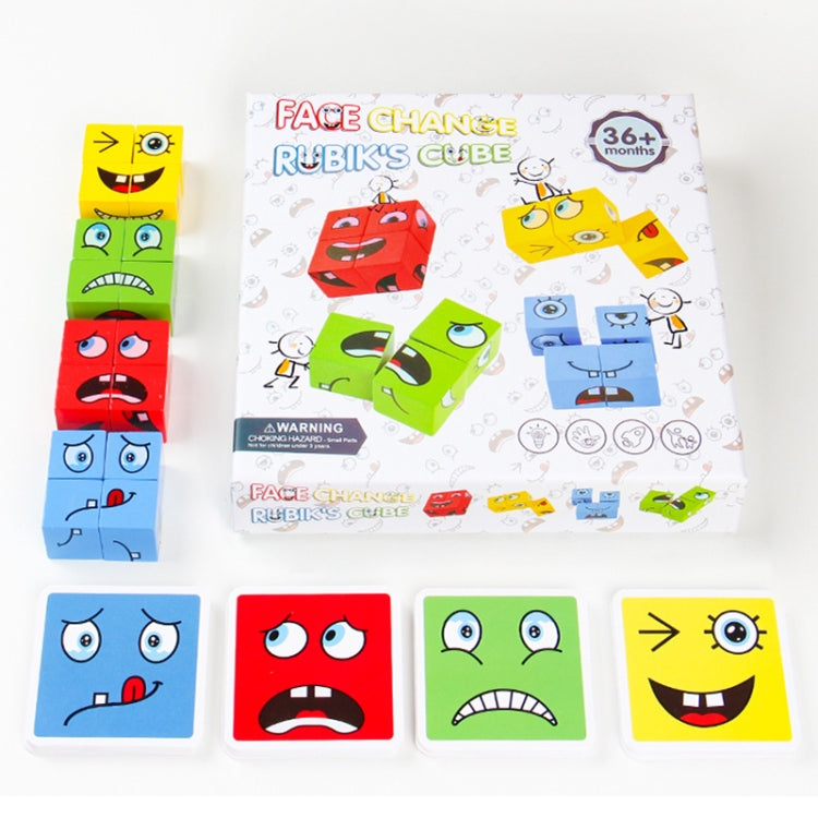 Wooden Children Puzzle Challenge Level Toy Expression Thinking Training Building Block, Colour: Small