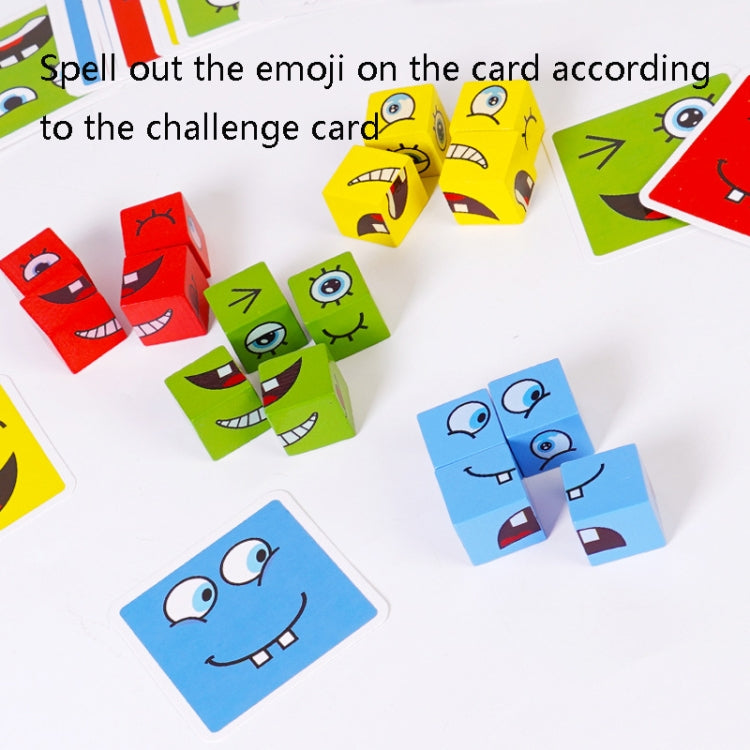 Wooden Children Puzzle Challenge Level Toy Expression Thinking Training Building Block, Colour: Small