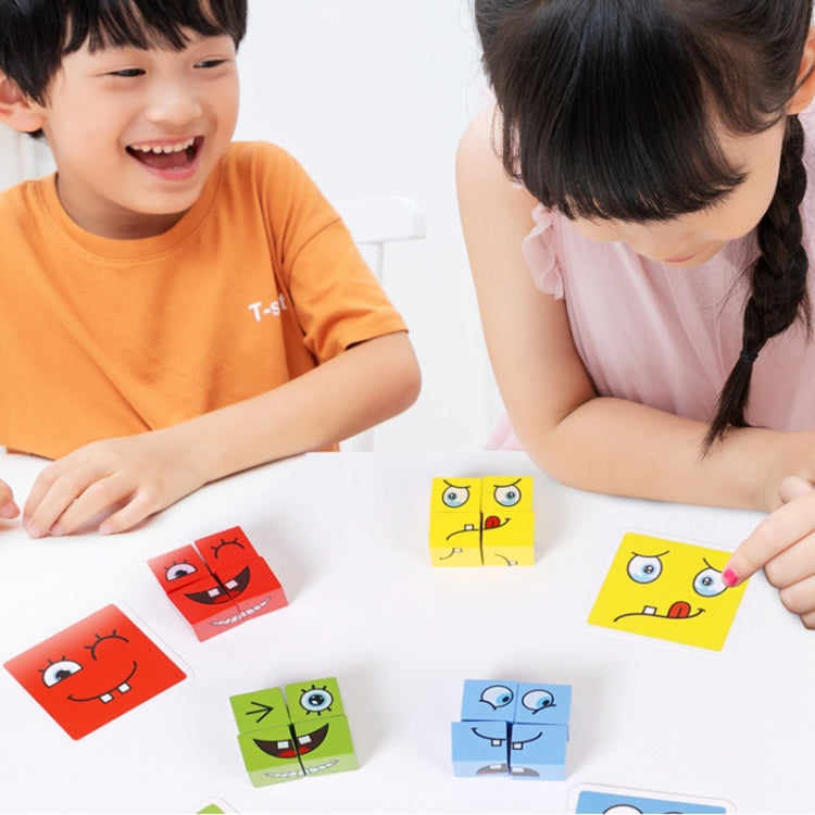 Wooden Children Puzzle Challenge Level Toy Expression Thinking Training Building Block, Colour: Small