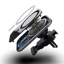 F18 15W Metal Glass Car Air Outlet Bracket Magsafe Magnetic Wireless Charger For IPhone 12 Series(Black)