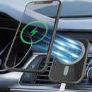 F18 15W Metal Glass Car Air Outlet Bracket Magsafe Magnetic Wireless Charger For IPhone 12 Series(Black)