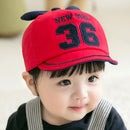MZ7204 Long Ear Shape Children Peaked Cap Baby Soft Brim Cloth Cap, Size: 50cm Adjustable(Red)