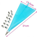 2 Sets Reusable Silicone Pastry Bag Cake Decorating Tools with 16 Nozzles Tips(Blue)