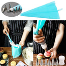 2 Sets Reusable Silicone Pastry Bag Cake Decorating Tools with 16 Nozzles Tips(Blue)