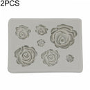 2 PCS DIY Handmade Soap Chocolate Fondant Baking Mold 3D Rose Flower Cake Decoration Silicone Mold(Gray)