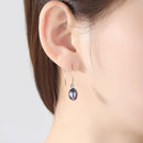 925 Sterling Silver Big Half Circle Earwire Drop Natural Freshwater Pearls Earring(White)