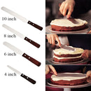 3 PCS Wooden Handle Spatula Baking Stainless Steel Cake Straight Knife(With Hole Curved Section 8 Inch)