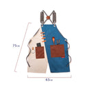 Denim Apron Barber Milk Tea Shop Waiter Overalls(Blue-white Shoulder Strap)