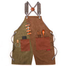Denim Apron Barber Milk Tea Shop Waiter Overalls(Green-yellow Shoulder Strap)