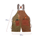 Denim Apron Barber Milk Tea Shop Waiter Overalls(Green-yellow Shoulder Strap)