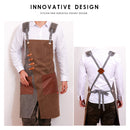 Denim Apron Barber Milk Tea Shop Waiter Overalls(Green-yellow Shoulder Strap)