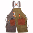 Denim Apron Barber Milk Tea Shop Waiter Overalls(Grey-green Shoulder Strap)