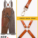 Denim Apron Barber Milk Tea Shop Waiter Overalls(Grey-yellow Hook Strap)