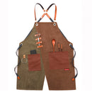Denim Apron Barber Milk Tea Shop Waiter Overalls(Green-yellow Hook Strap)