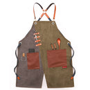 Denim Apron Barber Milk Tea Shop Waiter Overalls(Grey-green Hook Strap)