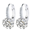 925 Sterling Silver Women Shiny Shape Micro-inserts Zircon Earrings(White)