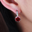 925 Sterling Silver Women Shiny Shape Micro-inserts Zircon Earrings(Red)
