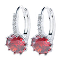 925 Sterling Silver Women Shiny Shape Micro-inserts Zircon Earrings(Red)