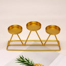 2 PCS Three-Head Candle Holders Metal Decorations Romantic Wedding Dining Table Decorations, Colour: Golden