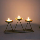 2 PCS Three-Head Candle Holders Metal Decorations Romantic Wedding Dining Table Decorations, Colour: Golden