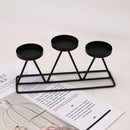 2 PCS Three-Head Candle Holders Metal Decorations Romantic Wedding Dining Table Decorations, Colour: Black