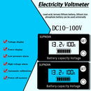 SUPNOVA DC 8-100V Battery Capacity Indicator Voltmeter Voltage Gauge,Style: Blue +Alarm + Temperature