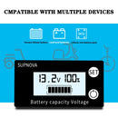 SUPNOVA DC 8-100V Battery Capacity Indicator Voltmeter Voltage Gauge,Style: Blue +Alarm + Temperature