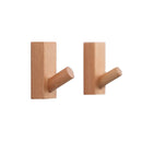 2 PCS Solid Wood Punch-Free Entrance Behind The Door On The Wall Sticky Hook Clothes Hook Beech Wood
