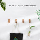 2 PCS Solid Wood Punch-Free Entrance Behind The Door On The Wall Sticky Hook Clothes Hook Beech Wood