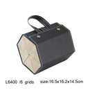 Multifunctional Jewelry Glasses Storage Box Small Grain PU Leather Handmade Glasses Case,Model: L6400 (Black)
