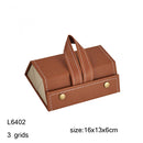 Multifunctional Jewelry Glasses Storage Box Small Grain PU Leather Handmade Glasses Case,Model: L6402 (Brown)