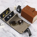 Multifunctional Jewelry Glasses Storage Box Small Grain PU Leather Handmade Glasses Case,Model: L6402 (Brown)