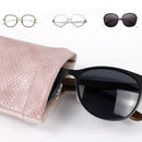 3 PCS Snake Print PU Elastic Leather Sunglasses Bag Myopia And Presbyopic Glasses Bag(Light Green)