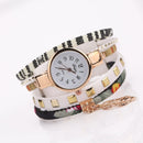 Ladies Quartz Bracelet Watch with Leaf Shape Pendant(White)