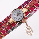 Ladies Quartz Bracelet Watch with Leaf Shape Pendant(Rose Red)