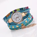 Ladies Quartz Bracelet Watch with Leaf Shape Pendant(Sky Blue)
