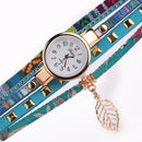 Ladies Quartz Bracelet Watch with Leaf Shape Pendant(Sky Blue)
