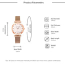 Ladies Magnet Buckle Watch Casual Flower Dial Watch Alloy Mesh Quartz Watch(Gold White)