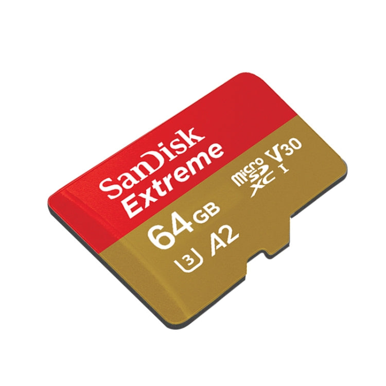 SanDisk U3 High-Speed Micro SD Card TF Card Memory Card for GoPro Sports Camera, Drone, Monitoring 64GB(A2), Colour: Gold Card