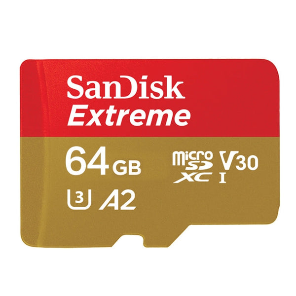 SanDisk U3 High-Speed Micro SD Card TF Card Memory Card for GoPro Sports Camera, Drone, Monitoring 64GB(A2), Colour: Gold Card