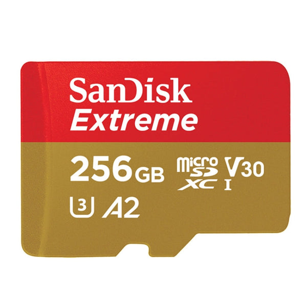 SanDisk U3 High-Speed Micro SD Card TF Card Memory Card for GoPro Sports Camera, Drone, Monitoring 256GB(A2), Colour: Gold Card