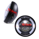 HONGPA Motorcycle Retro Headlights Modified Parts LED General Metal Headlights(Bright Black)