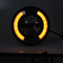 HONGPA Motorcycle Retro Headlights Modified Parts LED General Metal Headlights(Bright Black)