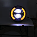 HONGPA Motorcycle Retro Headlights Modified Parts LED General Metal Headlights(Bright Black)