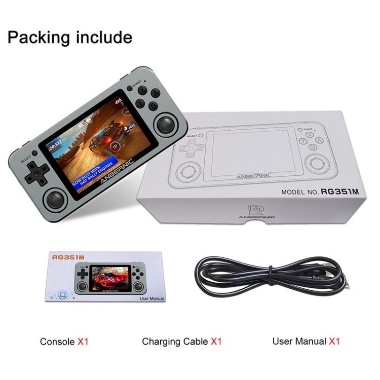 RG351M 3.5 inch Screen Handheld Game Console Arcade Nostalgic Retro Game Console 64G (Grey)