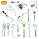 18 in 1 Kitchen Gadget Set Stainless Steel Whisk Silicone Oil Whisk Pizza Cutter