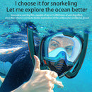 Snorkeling Mask Double Tube Silicone Full Dry Diving Mask Adult Swimming Mask Diving Goggles, Size: S/M(White/Blue)