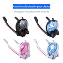 Snorkeling Mask Double Tube Silicone Full Dry Diving Mask Adult Swimming Mask Diving Goggles, Size: S/M(White/Blue)