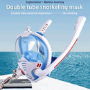 Snorkeling Mask Double Tube Silicone Full Dry Diving Mask Adult Swimming Mask Diving Goggles, Size: L/XL(Black/Black)